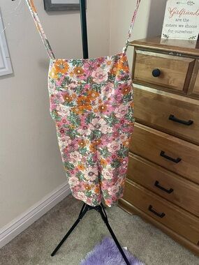Floral Pink & Orange Cotton Sundress
